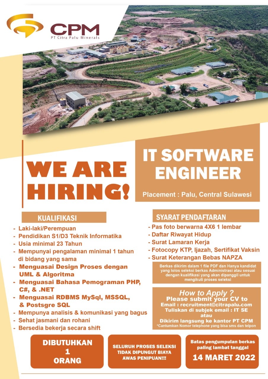 Lowongan PT. Citra Palu Mineral